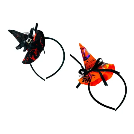 Vincha Sombrerito de Bruja Naranja y Negro Alparamis