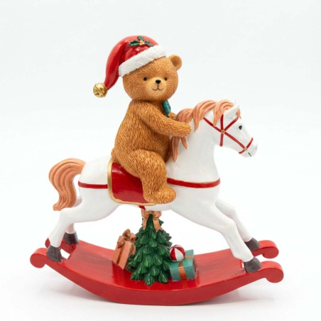 Adorno Oso en Caballito Mecedor 30 cm Alparamis