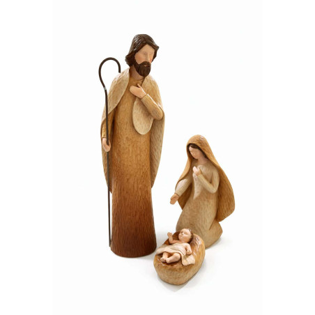 Pesebre de 3 Piezas de Madera Sagrada Familia Alparamis