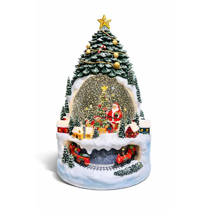 Adorno Árbol con Globo de Nieve y Tren 31 cm Alparamis
