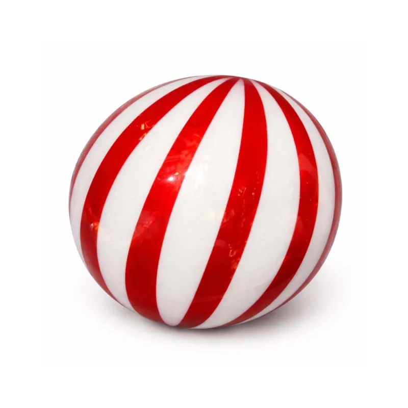 Bola Vidrio 8 cm Roja y Blanca Rayas Vertcales Alparamis