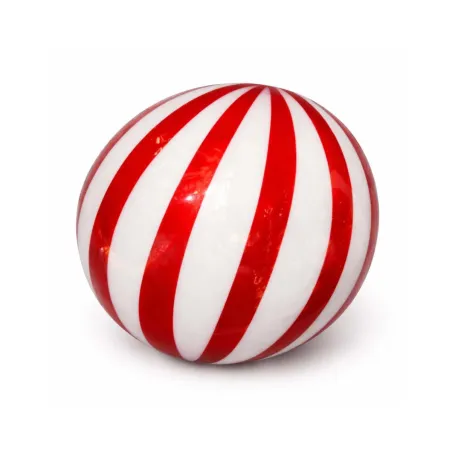 Bola Vidrio 8 cm Roja y Blanca Rayas Vertcales Alparamis