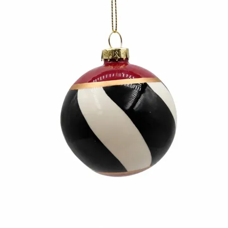 Bola Vidrio 8 cm Diagonal Blancos Negro y Rojo Alparamis