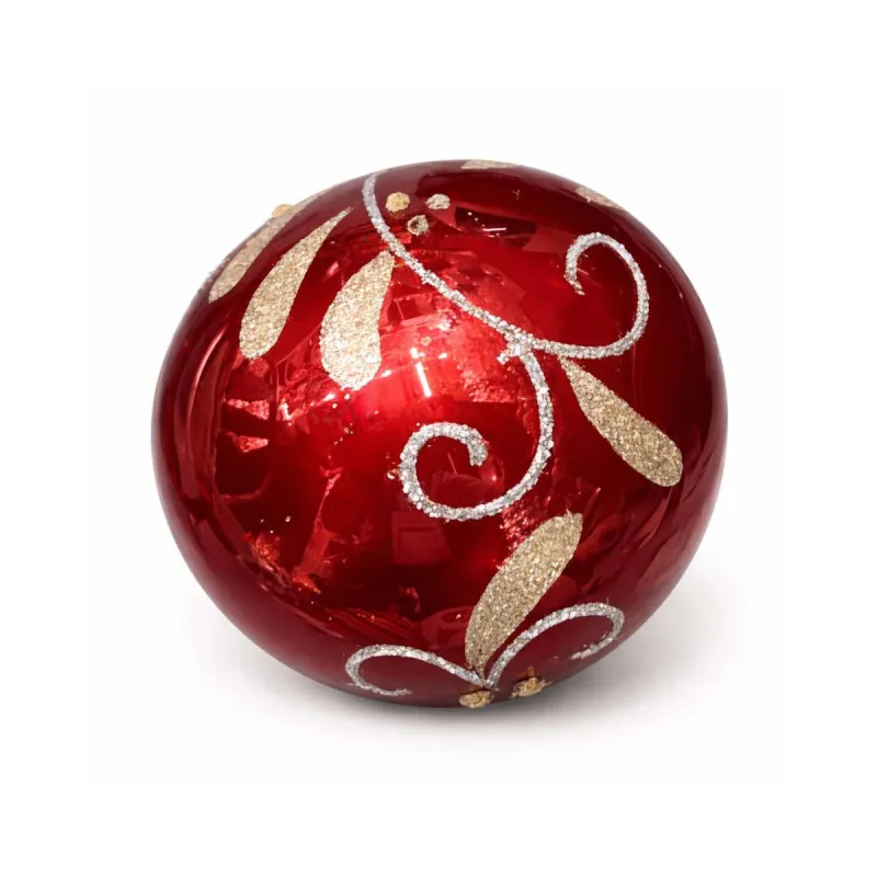 Bola Vidrio 8 cm Bordo Hojas Doradas Alparamis