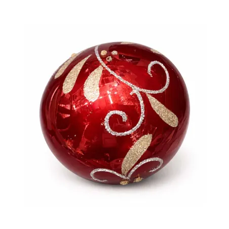 Bola Vidrio 8 cm Bordo Hojas Doradas Alparamis